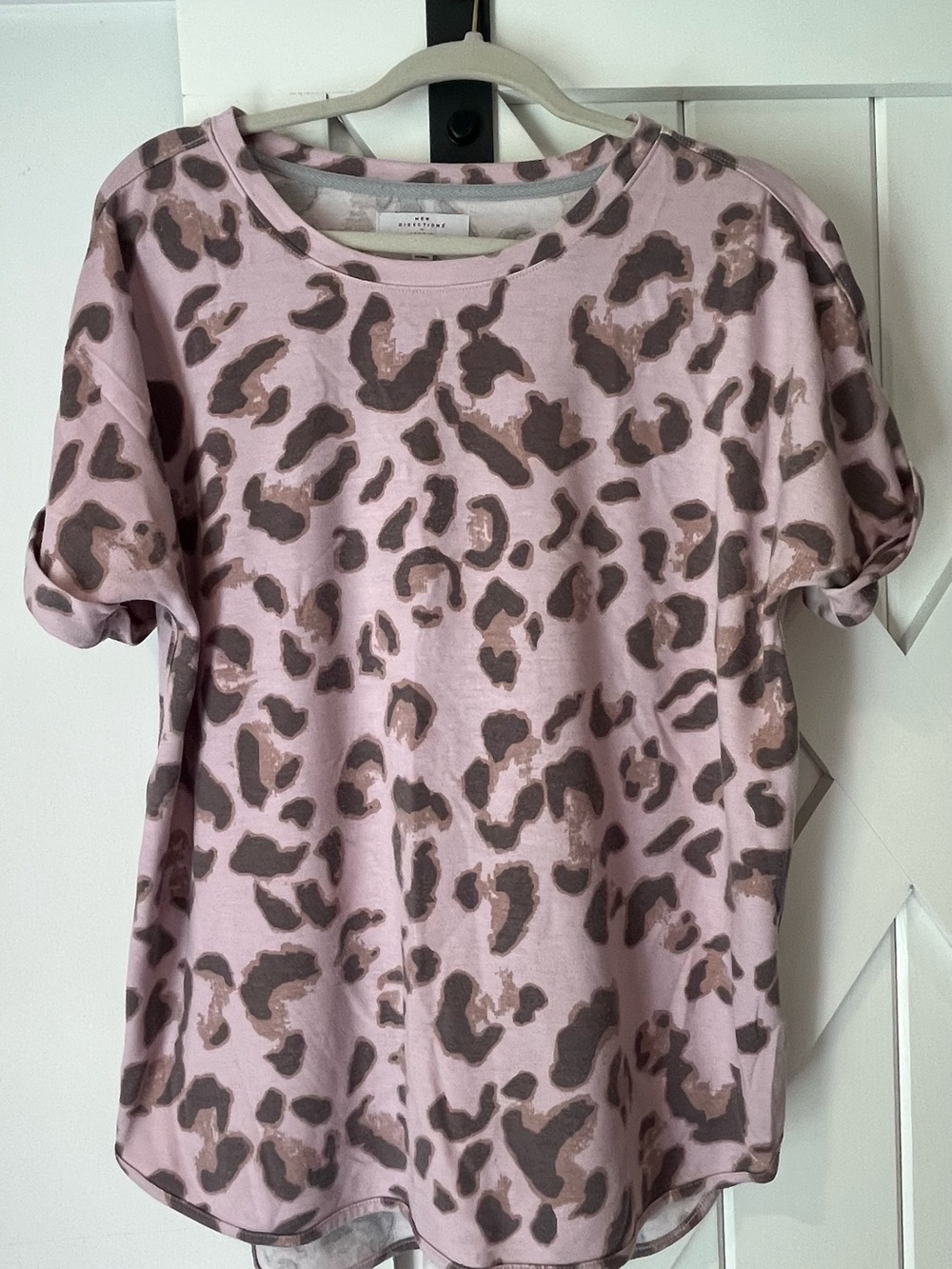 new directions Pink and Brown Leopard-Print Short Sleeve Tee